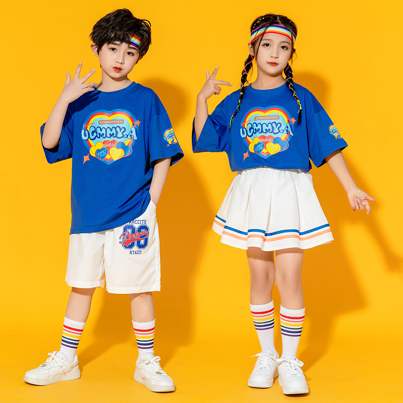 新选六一儿童啦啦队演出服小学生运动会开K幕式团体服装幼儿园夏
