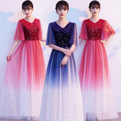 朗诵 金丝绒合唱团红歌比赛服装 新品 大合唱e演出服女长裙成人修身