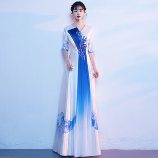 长袖 中山装 爱国诗歌朗诵比赛表 蓝色大合唱团演m出服成人男装 新品