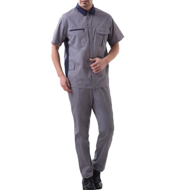 新品江燕夏季工作服短袖薄款耐磨劳保服工装中灰套装JY161Y38款XL图片
