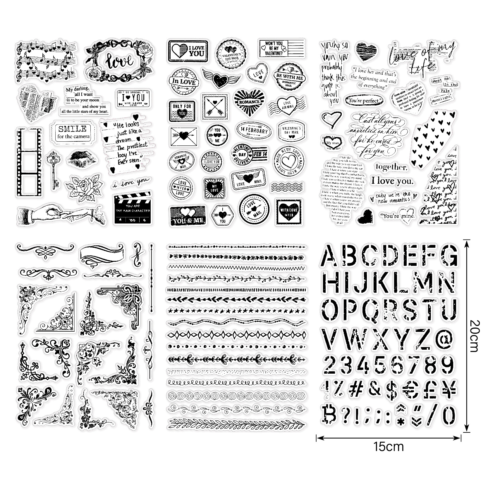 复古情人节 透明印章 scrapbook 相册卡片手帐橡皮章成品章图章