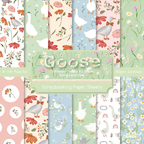 DIY相册剪贴本手账素材纸卡片制作背景纸6寸单面图案纸 白鹅