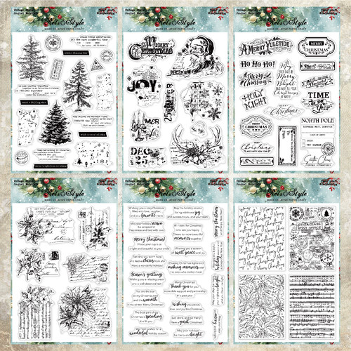 复古圣诞节日透明印章scrapbook 相册卡片手帐橡皮章成品章图章