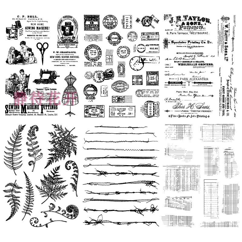 复古植物背景 透明印章 scrapbook 相册卡片手帐橡皮章成品章图章