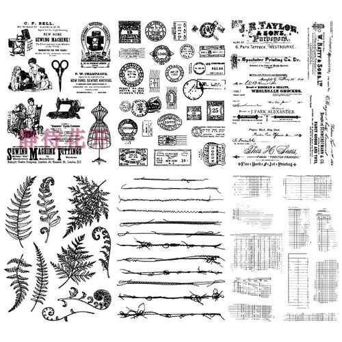 复古植物背景 透明印章 scrapbook 相册卡片手帐橡皮章成品章图章