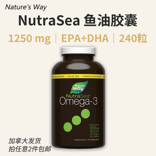 NutraSea Omega3鱼油胶囊 青少年成人EPA+DHA 1250mg240粒 加拿大