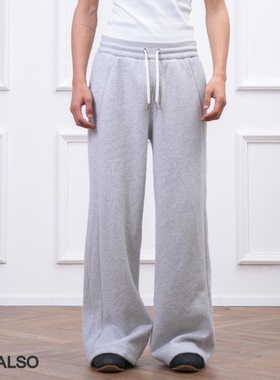 SEE ALSO美式复古抽绳运动廊形卫裤直筒宽松休闲男女弯刀裤SA082