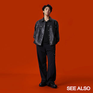 六芒星复古机车夹克外套男女款 SEE 牛皮皮衣 国王 LD3923 ALSO