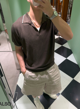 SEE ALSO『老钱欧若16针』桑蚕丝超精纺羊毛软糯翻领短袖针织衫