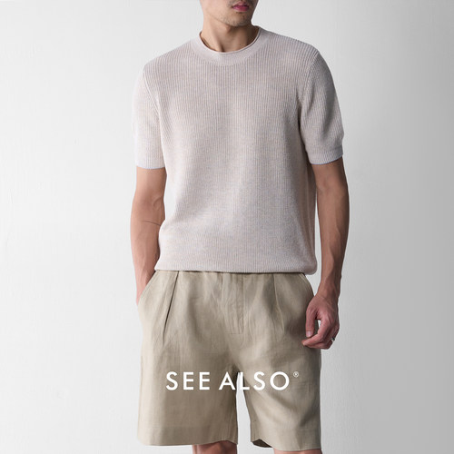 棉麻花纱老钱透气圆领短袖针织衫