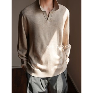 打底针织衫 SEE 冰丝感新贵老钱混纺V领长袖 桑蚕丝绵羊毛 ALSO