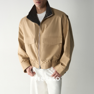 极简美式 SEE 真皮绵羊皮工装 26ss 复古短新贵廓形夹克外套 ALSO