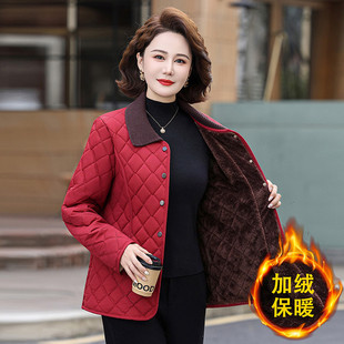 中老年特大码加绒棉服矮胖小个子外套女秋冬短款洋气妈妈冬装棉袄