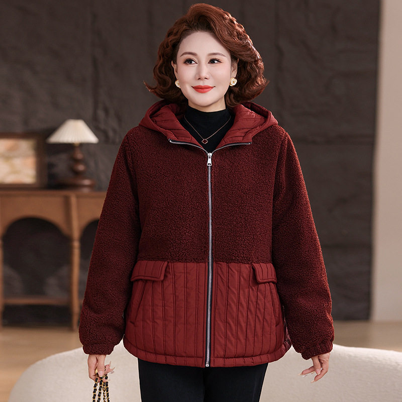 中老年胖妈妈装加肥加大码冬季加绒加厚棉衣老太太棉袄保暖外套女
