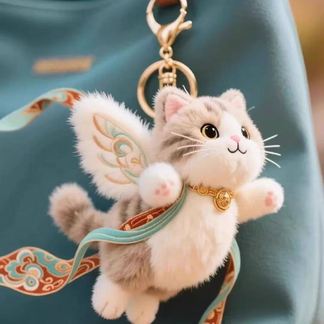 可爱翅膀敦煌飞天猫九色鹿毛绒玩具公仔创意软萌包挂件玩偶钥匙扣