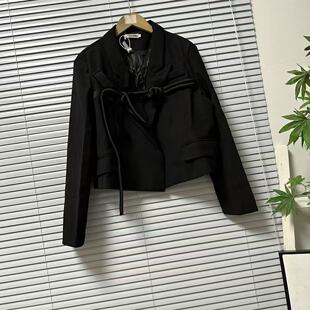 1016 外套女长袖 时尚 气质短外套上衣 22小众设计宽松黑色西装