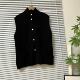 1224 24休闲老钱风立领纽扣马甲女黑色无袖 针织背心百搭马夹