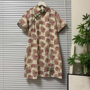 0805 盘扣设计旗袍裙 45大牌轻奢高级感重工金线刺绣连衣裙改良款