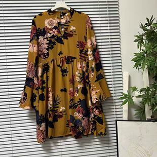 连衣裙女装 中长款 圆领日常宽松 56法国单休闲花朵印花长袖 0318