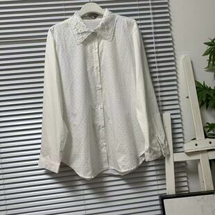 0610 上衣宽松显瘦百搭衬衣 24法系品牌单样衣蕾丝亮片领衬衫
