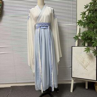 1215-7国风汉服连衣裙女一片式绑带刺绣长裙仙气古风浅春系国风