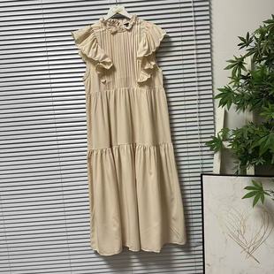 1219 连衣裙淑女风显瘦长裙 40外单高货清新甜美风荷叶边飞袖