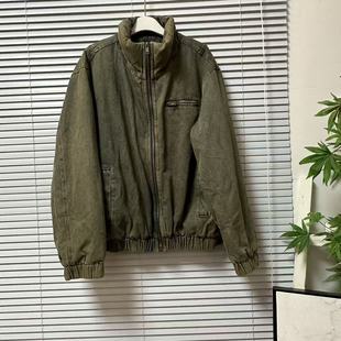 1219 28外贸单复古立领拉链加厚夹棉牛仔外套休闲风上衣