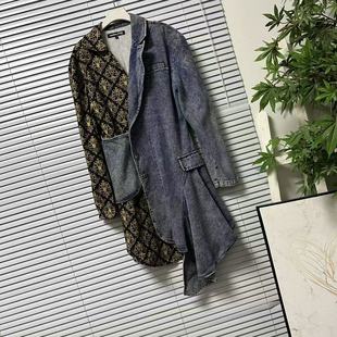 帅气外套裙 外套中长款 1120 10潮牌高货复古拼接印花设计牛仔西装