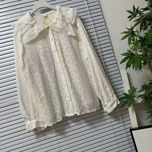 0904-27韩系品牌单时尚轻奢高级感蕾丝衬衫洋气减龄娃娃领上衣