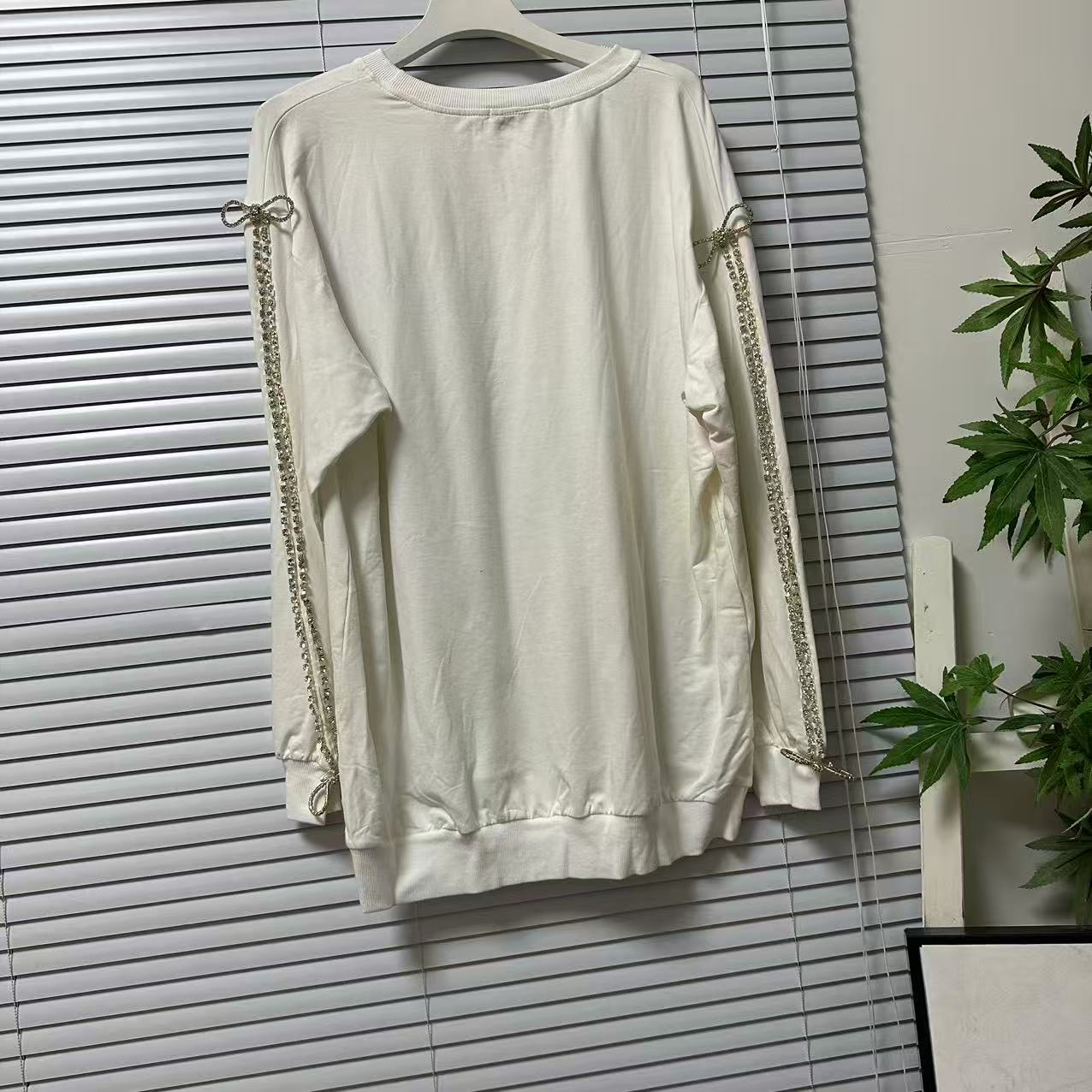 0905-33外贸单时尚轻奢高级感卫衣洋气百搭设计感上衣钻条拼接