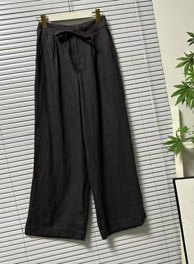 0913-1品牌高端时尚轻奢显瘦直筒裤纯亚麻面料舒适长裤休闲裤