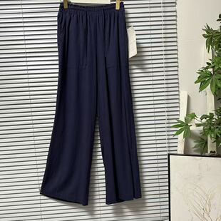 腰松紧直筒通勤风抽绳 百搭显瘦宽松休闲裤 0325 24法系高腰时尚