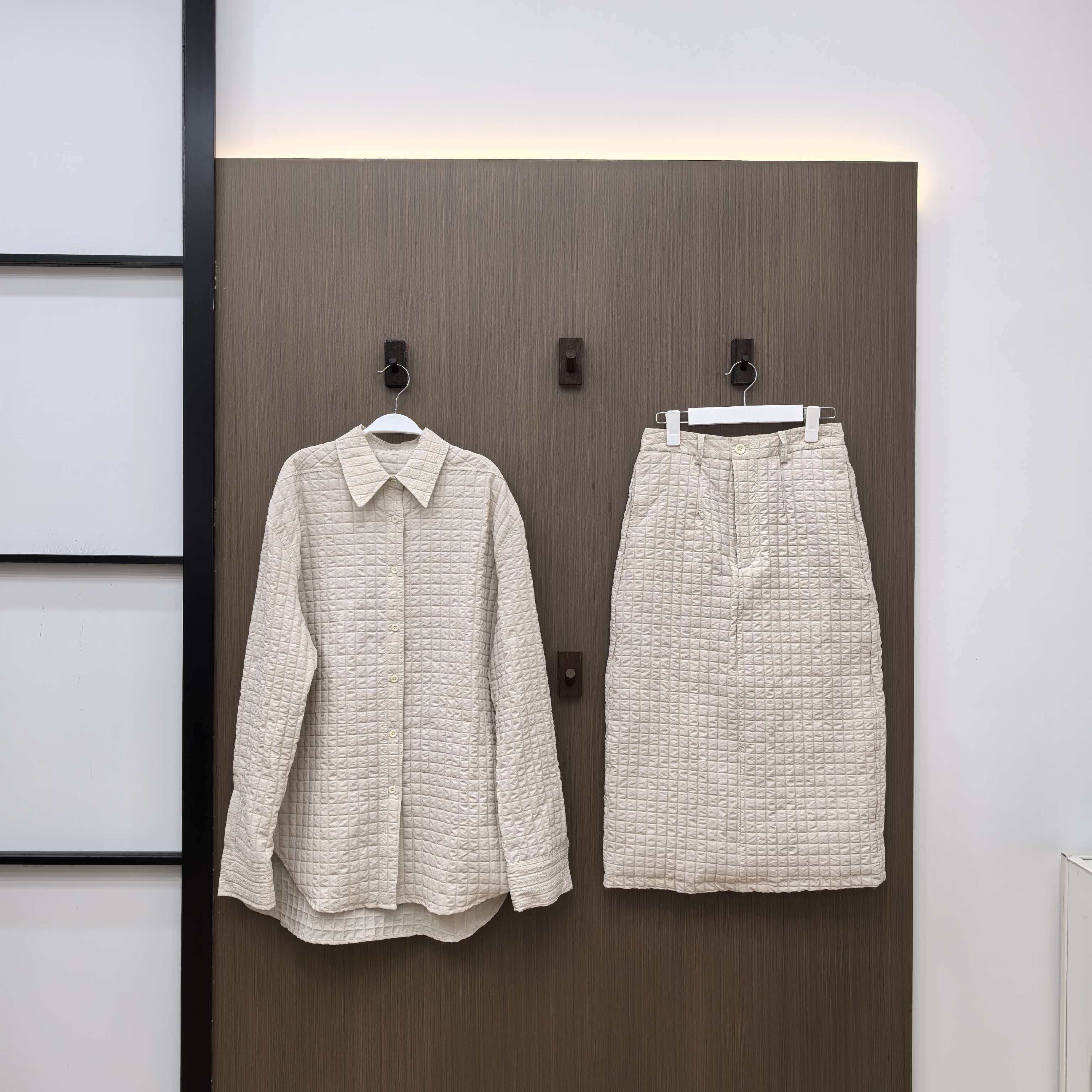 MONA 设计时尚小方格 衬衫外套中腰半身裙套装小个子2025秋季新款