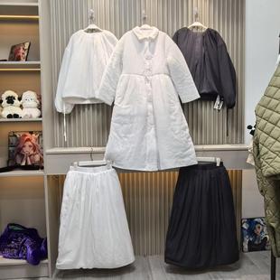 周美美  绗棉收绳上衣茧型半裙连衣裙收绳三件套装