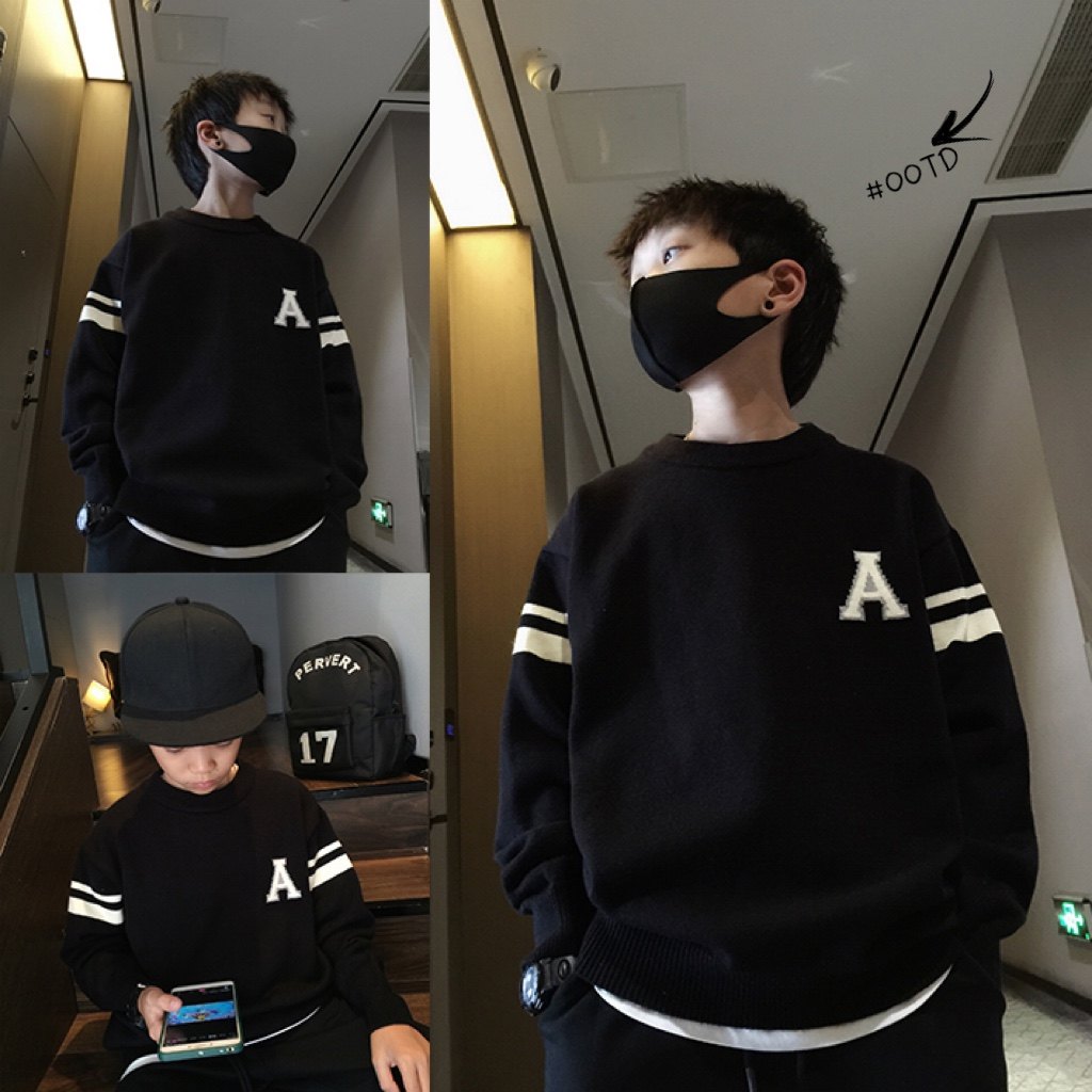 男童毛衣日系学院风洋气条纹字母套头线衫儿童装上衣中大童针织衫,童装/婴儿装/亲子装,毛衣/针织衫,淘宝优惠券,粉丝福利购,淘宝优惠卷