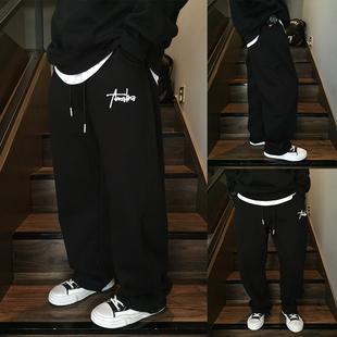 中大童长裤 子儿童保暖街舞卫裤 青少年一体绒裤 男童加绒直筒运动裤