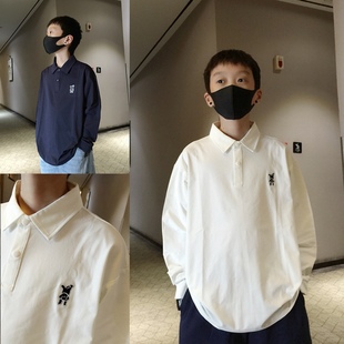 嘻哈街舞男童上衣青少年打底衫 中大童长袖 T恤春秋儿童卡通POLO衫