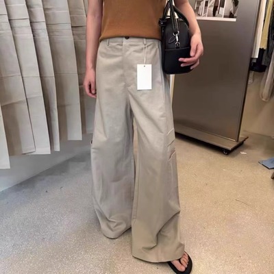 IU ROOM 韩系宽松大口袋高腰显瘦休闲裤直筒裤纯色简约工装裤5279