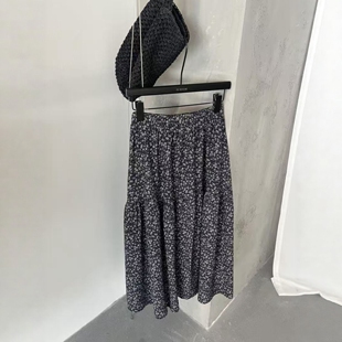 IU ROOM 韩系松紧腰复古碎花半身裙女26春季显瘦中长款A字裙3921