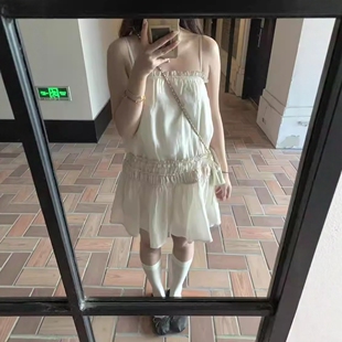 露丝同款 花边吊带连衣裙韩系慵懒少女感显瘦a字短裙5599 ROOM