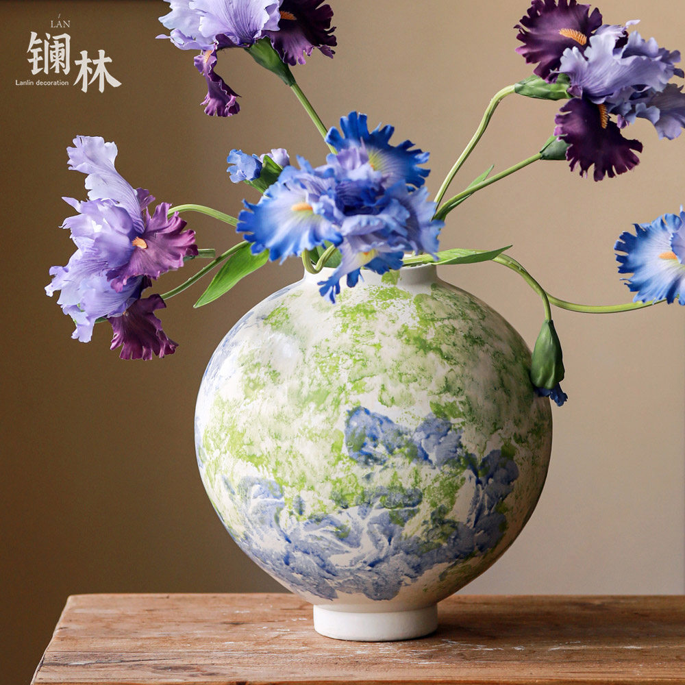 中式客厅花瓶摆件插花景德镇梦幻彩绘水培桌面民宿装饰品盛夏物语