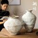 镧林复古陶瓷花瓶侘寂粗陶罐新中式 手工民宿摆件禅意古朴雪落长城