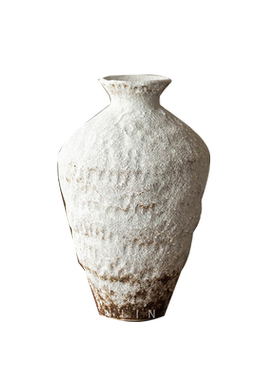 手工粗陶花瓶复古禅意雪落插花器
