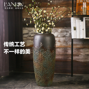 大花瓶摆件客厅落地做旧粗陶插花瓶子家居陶瓷陶罐装饰摆件工艺品