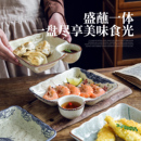 复古饺子盘家用水饺专用盘带醋碟蘸料碟方形早餐盘陶瓷寿司盘摆盘