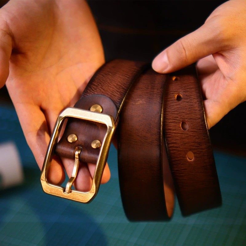 男真皮针扣头层纯牛皮复古韩版腰带青年手工日字铜扣牛仔裤带皮带