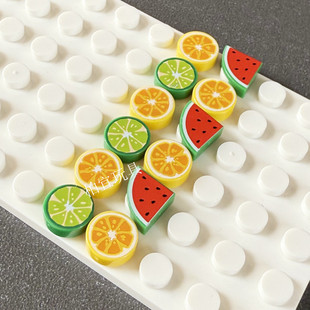MOC小颗粒积木配件98138 39739人仔手持水果印刷橙子青柠西瓜柠檬