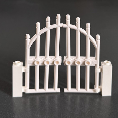 国产小颗粒配件MOC栅格门42448中古世纪城堡花园栅栏大门零件白色
