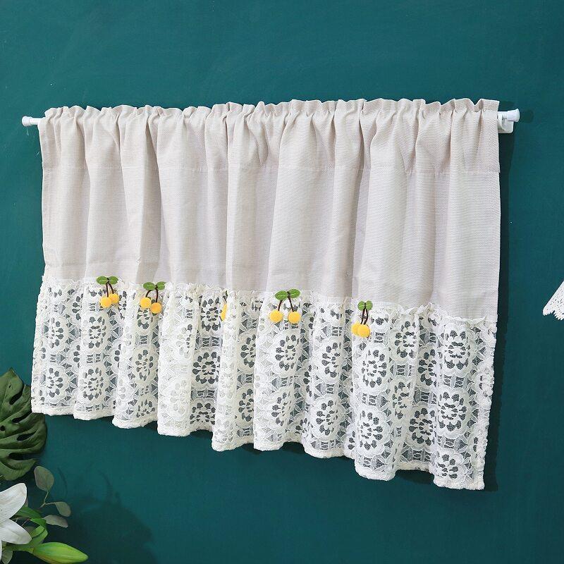 湛蓝原创布艺免打孔纱帘柜帘短帘卧室遮挡书房厨房简易素棉麻半帘,居家布艺,成品窗帘,淘宝优惠券,粉丝福利购,淘宝优惠卷