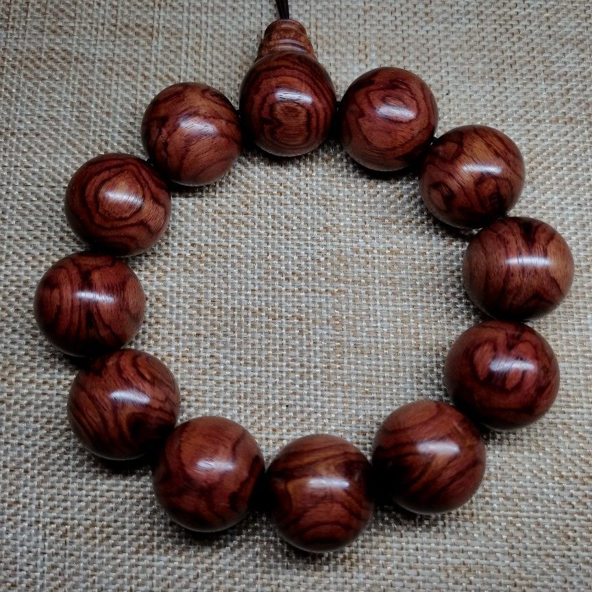 海南黄花梨20mm正芯虎皮纹手串 稀有野生山料 适合盘玩 送礼自戴